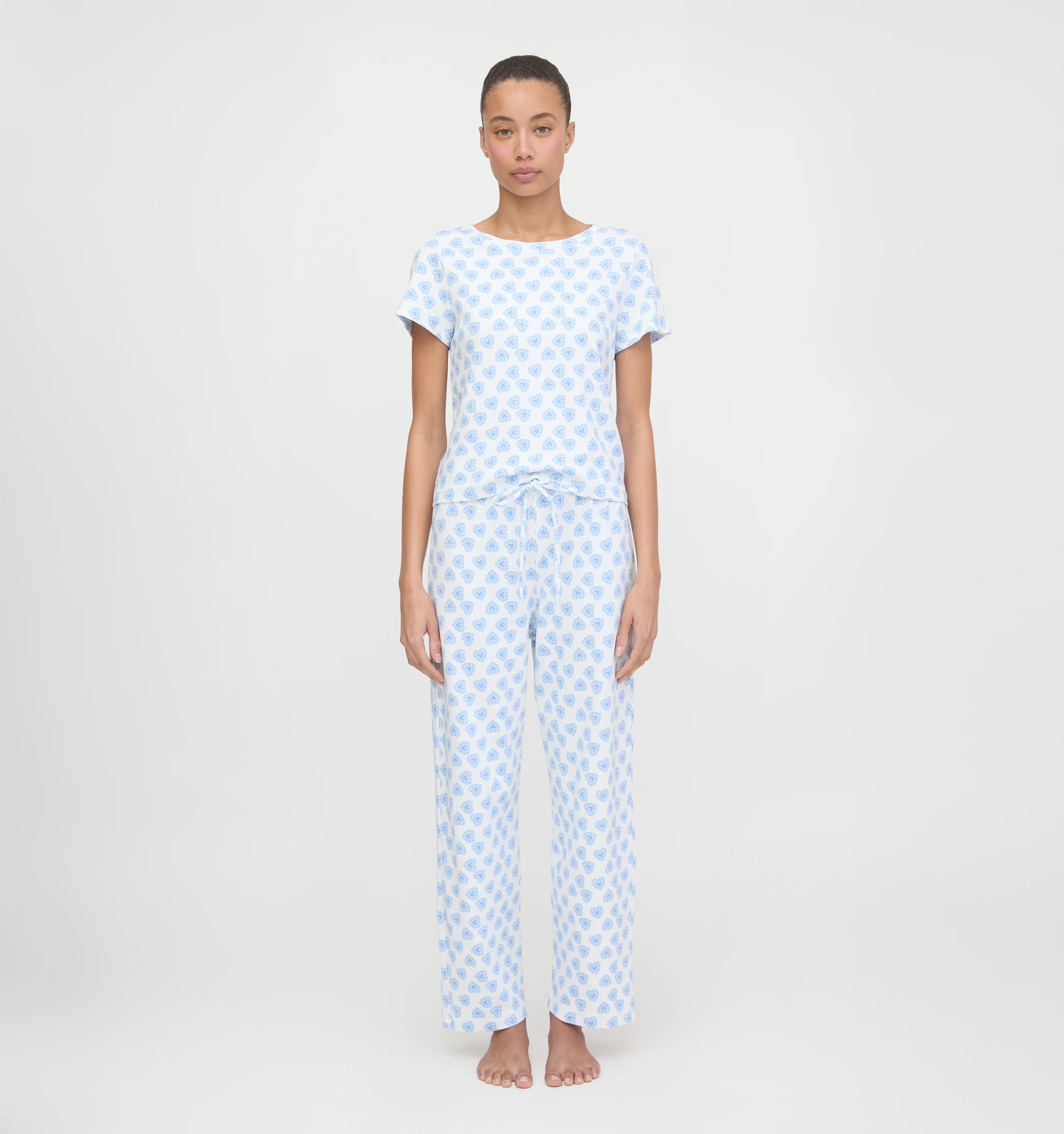 The Kelly Pajama Set - Blue Doily Heart | Hill House Home US