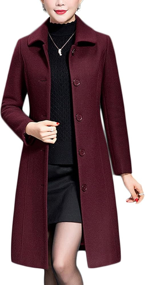 Jenkoon Women's Wool Trench Coat Winter Long Thick Overcoat Walker Coats | Amazon (US)