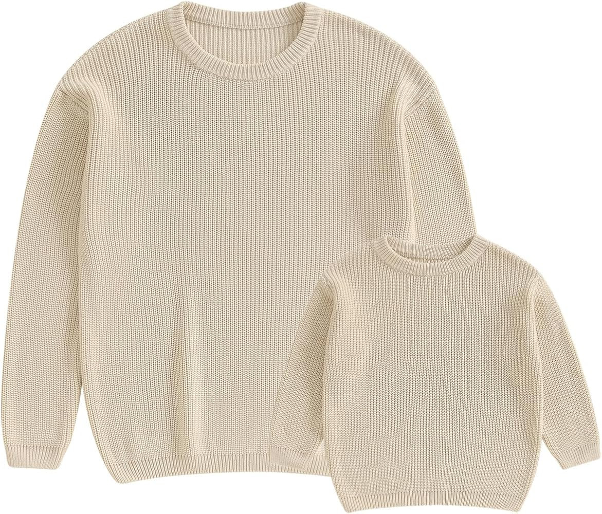 Mommy and Me Matching Sweaters Ribbed Knit Long Sleeve Warm Chunky Pullover Tops Family Fall Wint... | Amazon (US)