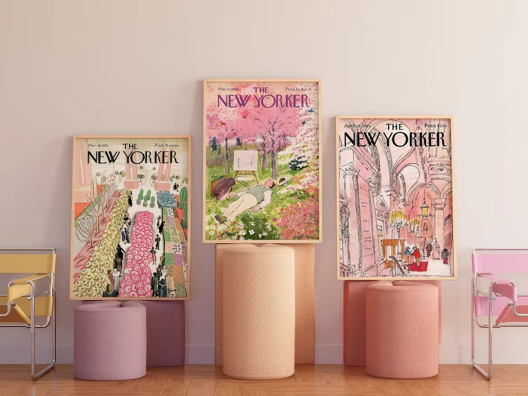New Yorker Magazine Cover Poster Set of 3 Trendy Art Retro Poster Magazine Cover Art 3 Pieces Pin... | Etsy (US)