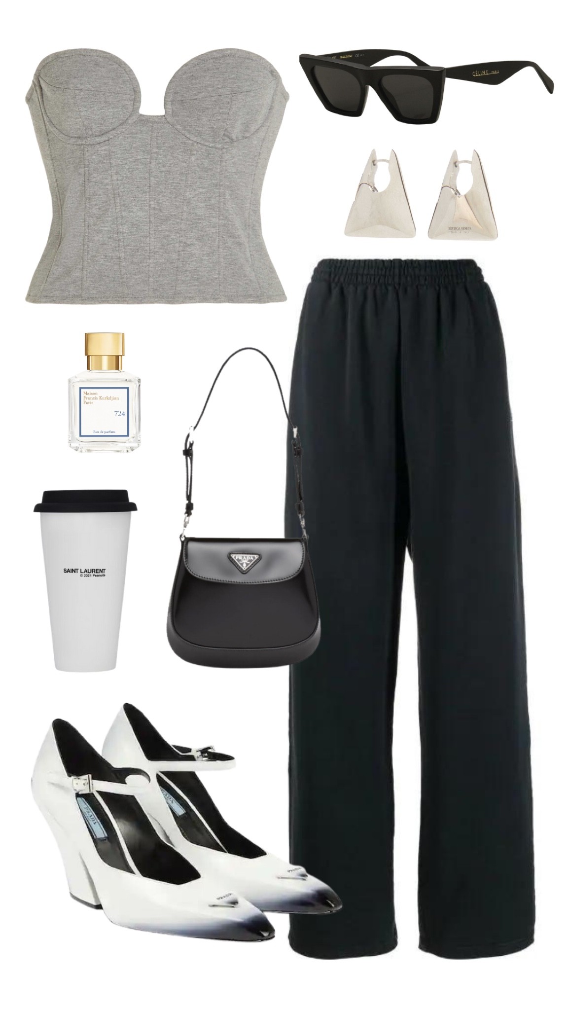 casual chic 

magda butrym corset 
balenciaga wide leg sweatpants
prada pumps 
prada mini cleo
celine edge sunglasses
balenciaga earrings 
saint laurent coffee cup
maison francis kurkdjian 724 perfume 

#LTKfit #LTKstyletip #LTKshoecrush