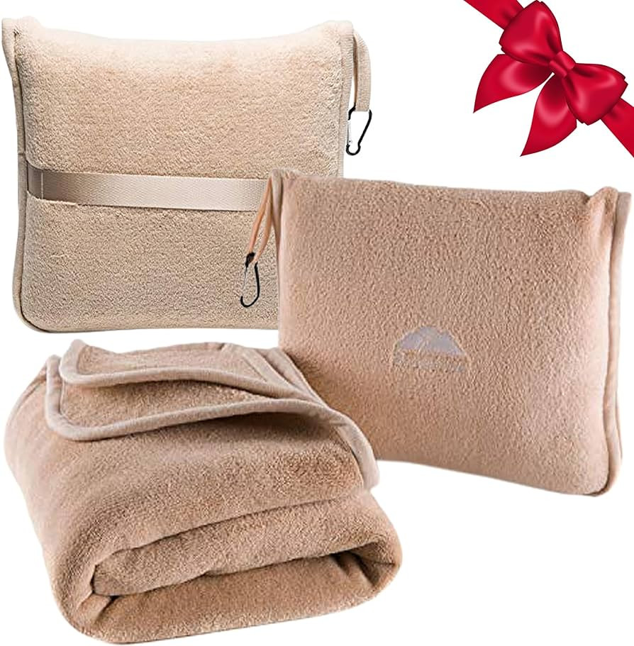BlueHills Premium Soft Travel Blanket Pillow Airplane Blanket Packed in Soft Bag Pillowcase with ... | Amazon (US)