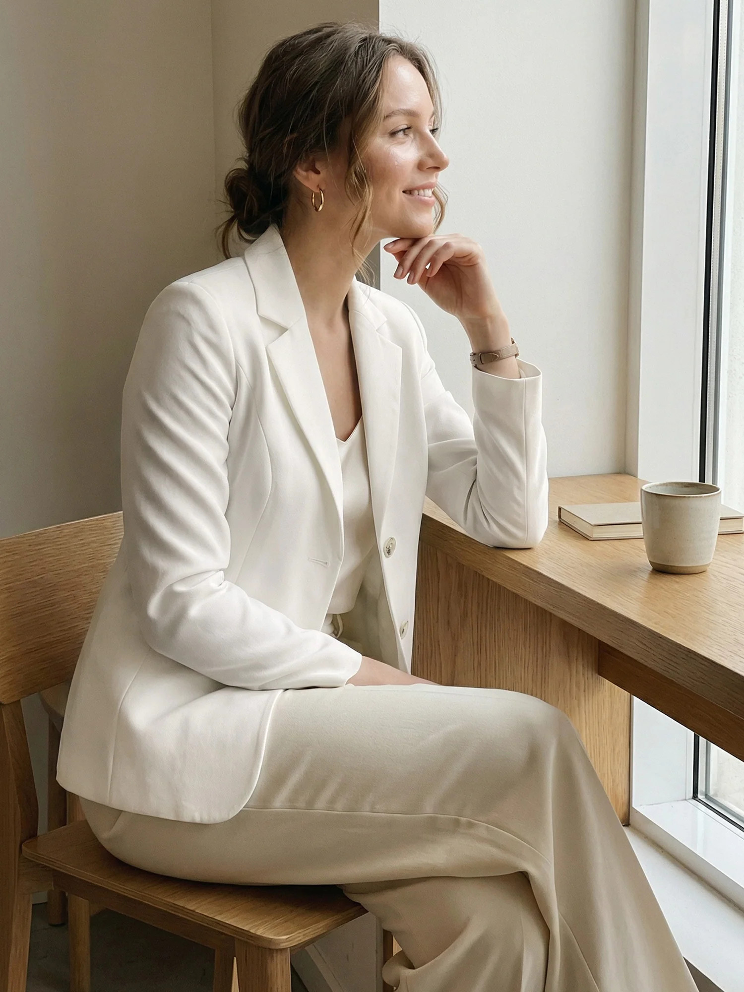 Notched Lapel Collar Stretch Work Office Jacket Blazer | allegra-k