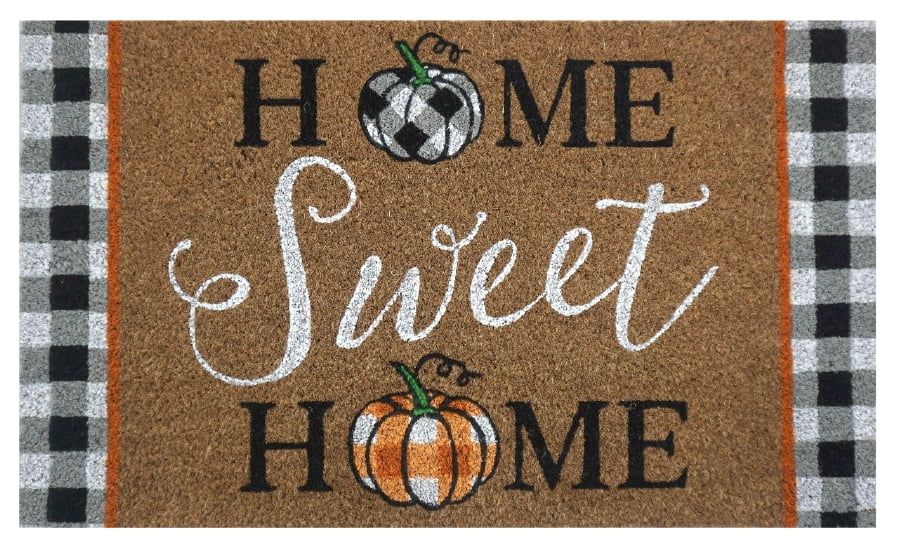 Home Sweet Home Pumpkins Fall Natural Fiber Coir Doormat Checkers 18" x 30" | Walmart (US)