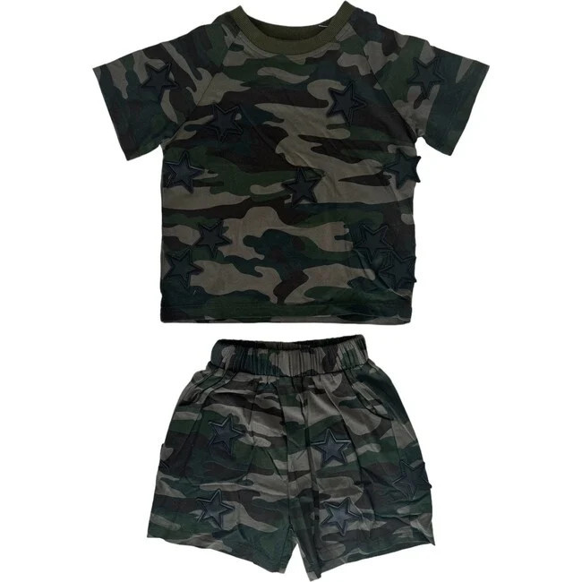 Lola + The Boys | Camo Rocker Short Set (Multicolor, Size 12Y) | Maisonette | Maisonette