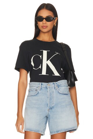 Calvin Klein Monogram Logo Tee in Black Beauty from Revolve.com | Revolve Clothing (Global)