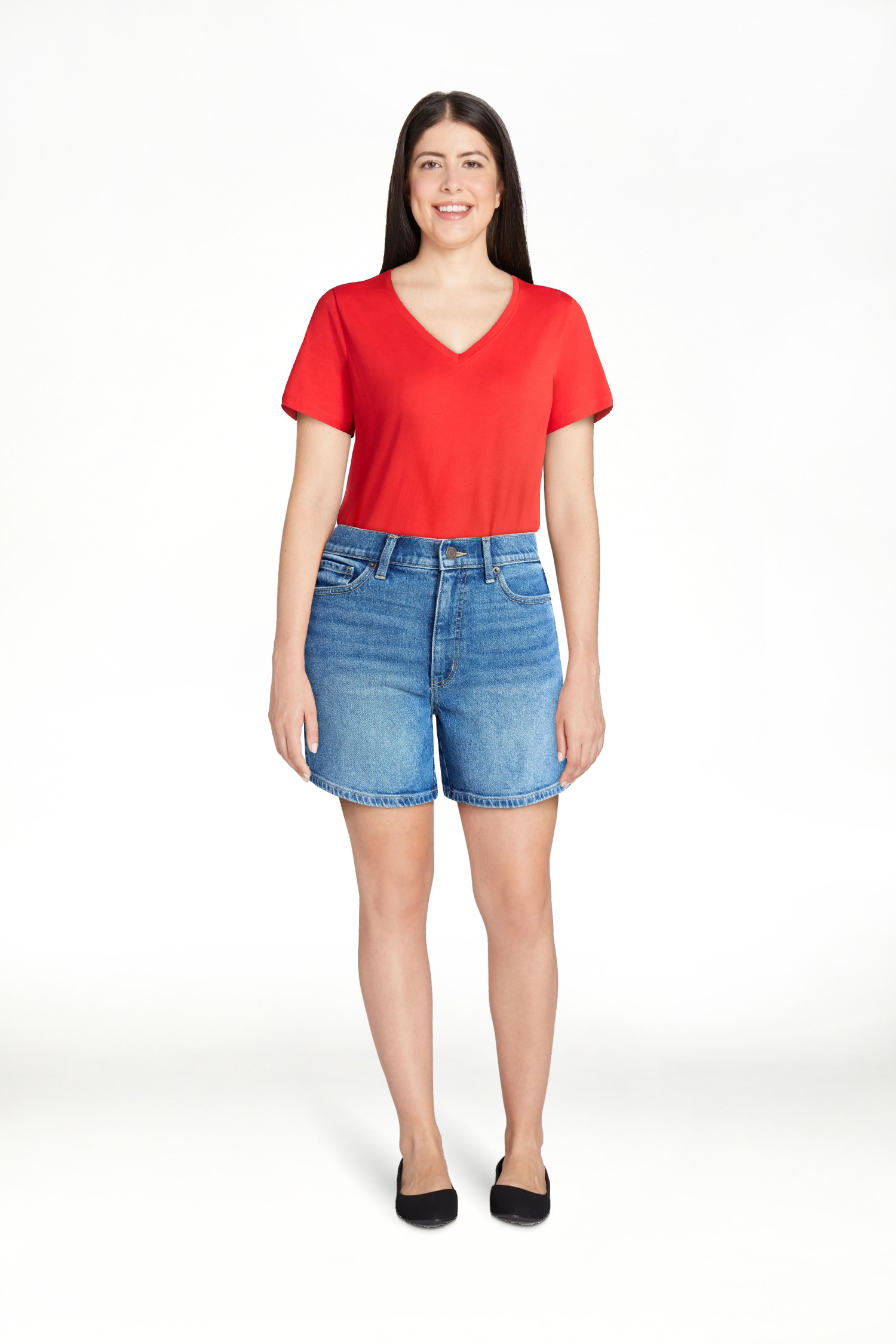 Time and Tru Women's High Rise Denim Shorts, 5" Inseam, Sizes 0-20 | Walmart (US)