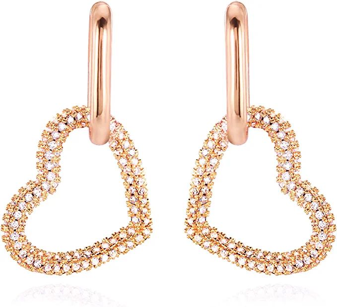 heart huggie hoop earrings 14k gold plated earrings for woman | Amazon (US)