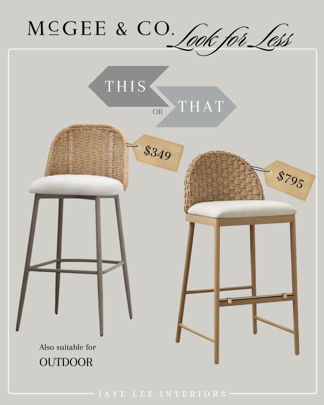 An indoor/outdoor counter stool that reflects a similar silhouette and texture to the McGee and Co. look-a-like, but at less than half the price!

McGee and Co. Dupe, Look for less, save or splurge, designer dupe, Wayfair bar stools, Maybe you're in the market for outdoor bar stools that can withstand the elements, or maybe you just need an extra-durable indoor stool that can stand up to the everyday high traffic of a busy family... Well, I found it! BEAUTIFUL + DURABLE + FUNCTIONAL top-quality, highly-durable bar and counter stools from Wayfair! More color and finish options available in each style. bar stool and counter stool edit... outdoor Bar stools, outdoor counter stools, high back counter stool, kitchen counter stool, kitchen island seating, dining chairs, dining furniture, counter height stool, bar height stool, woven bar stool, modern bar stools, traditional bar stools, kid-friendly furniture, designer furniture, designer bar stools,

#LTKHome#LTKSaleAlert#LTKFamily#LTKStyleTip 

 