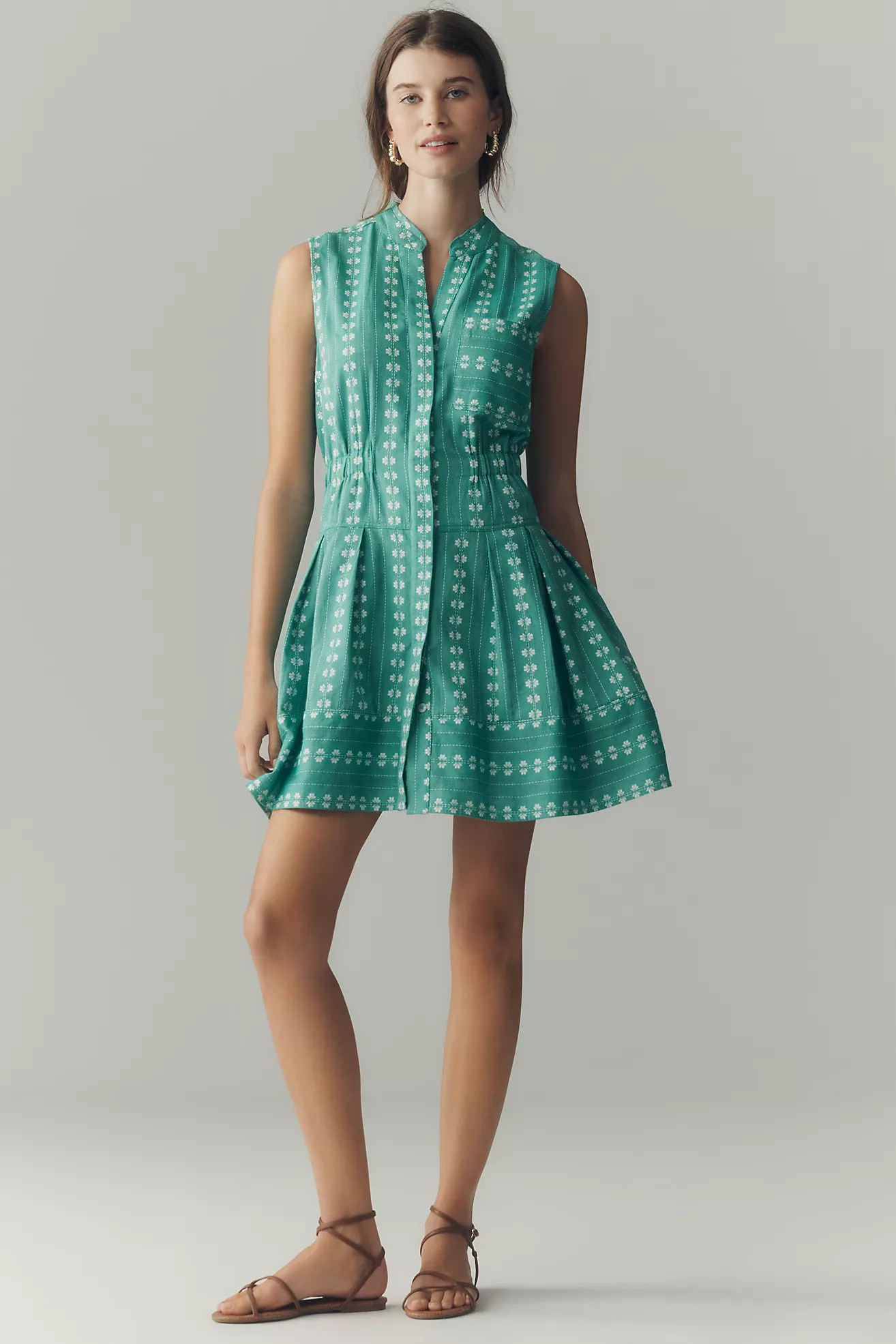 Maeve Sleeveless V-Neck Fit & Flare Shirtdress | Anthropologie (US)