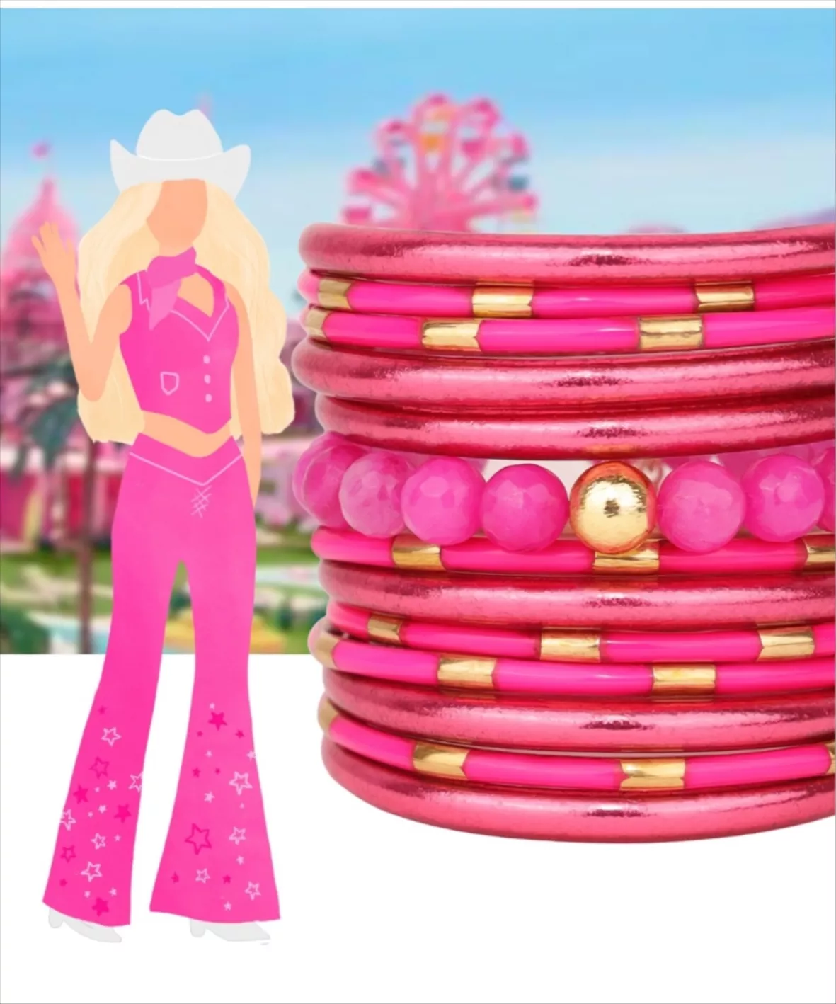 BuDhaGirl | All Weather Bangles Carousel Pink / Large