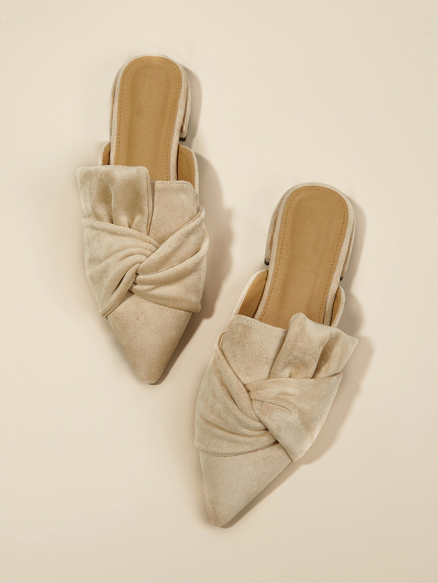 Suede Twist Strap Mule Flats | SHEIN