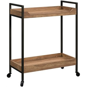 Sauder North Avenue Industrial Wood Top Bar Cart in Sindoori Mango | Cymax