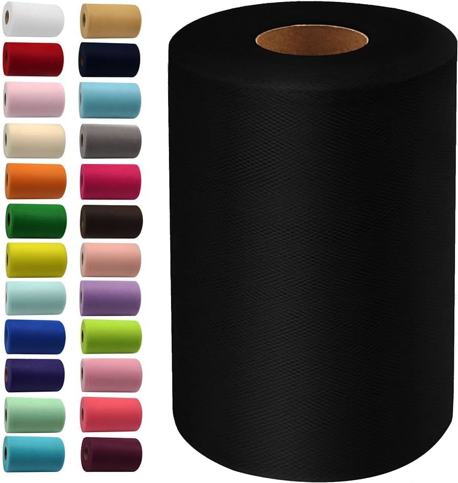 Amazon.com: Black Tulle Fabric Rolls 6 Inch by 100 Yards (300 feet) Fabric Spool Tulle Ribbon for... | Amazon (US)