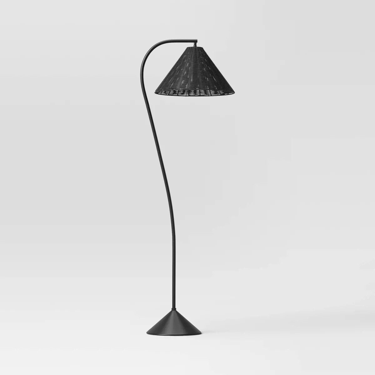 Gooseneck Floor Lamp with Natural Shade Black (Includes LED Light Bulb) - Threshold™ | Target