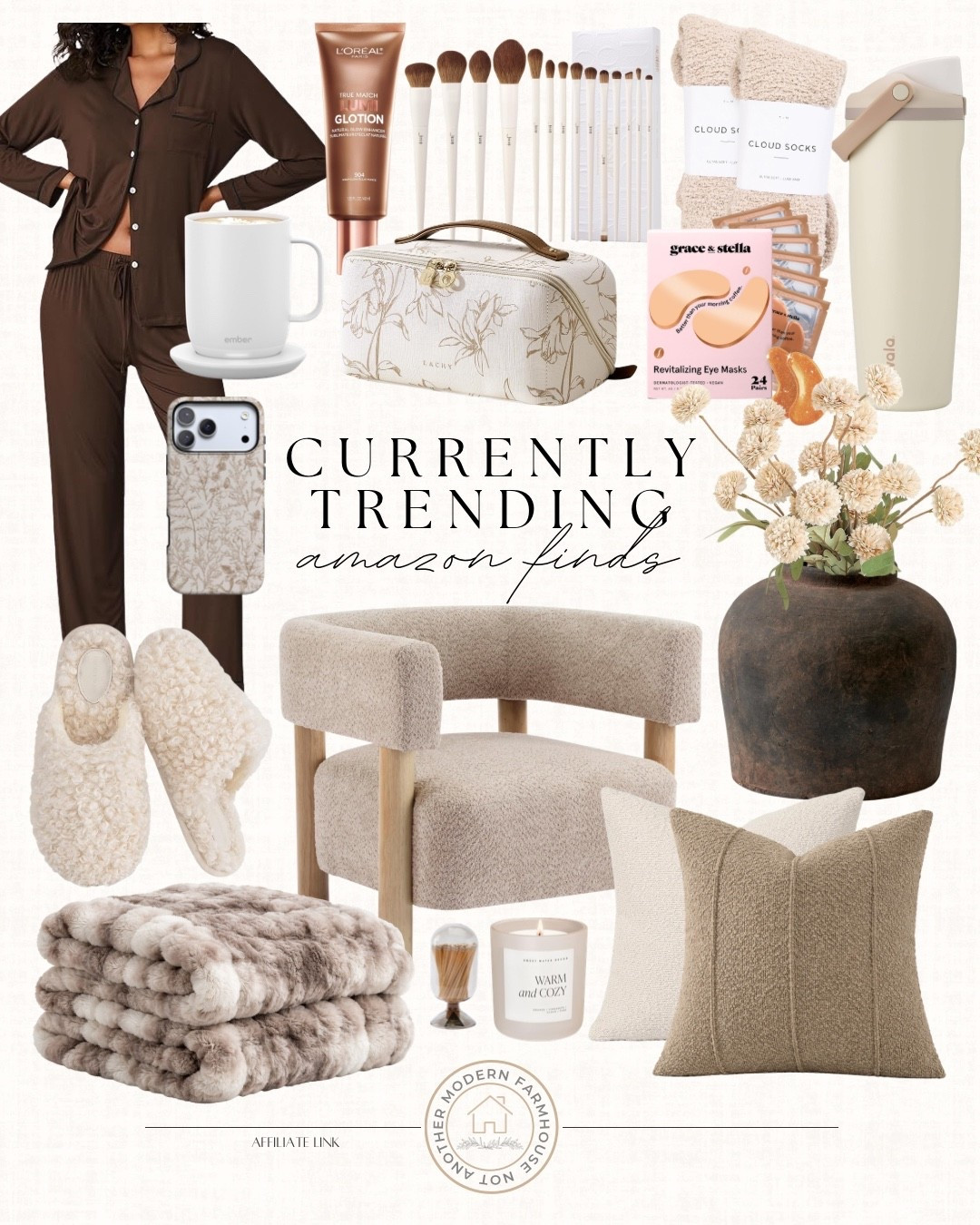 Currently trending Amazon finds blending cozy fashion, beauty favorites  and elevated neutral home pieces that feel high-end but stay affordable. 🤍

Trending, Amazon finds, neutral, fashion, loungewear, cozy, slippers, socks, beauty, makeup, brushes, gift ideas for her, skincare, eye, masks, accessories, phone, case, travel, cosmetic, bag, insulated, tumbler, home, decor, accent, chair, textured, pillow, throw, blanket, candle, floral, vase, modern, organic, aesthetic. 

 #LTKselfcare #LTKHome #LTKBeauty