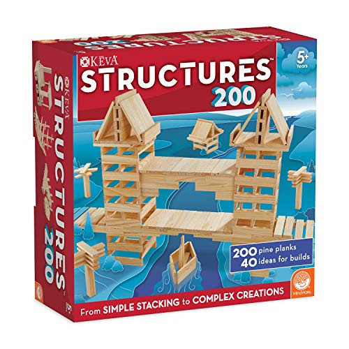 KEVA Structures 200 Wood Building Planks Set - Building Toy Includes 200 Wooden Blocks and Idea Book - Ages 5 and Up | Amazon (US)