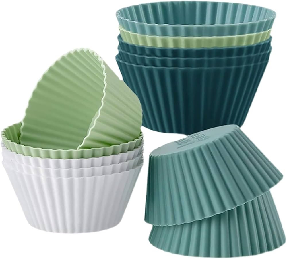Silicone Baking Cups Round 12 Pack 2.75 inches Cups, Reusable Cupcake Muffin Liners BPA Free, Non... | Amazon (US)