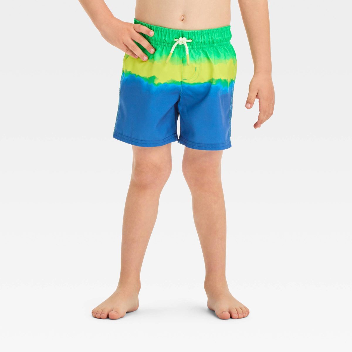 Toddler Boys' Ombre Tie-Dye Swim Shorts - Cat & Jack™ Green/Yellow/Blue 3T | Target