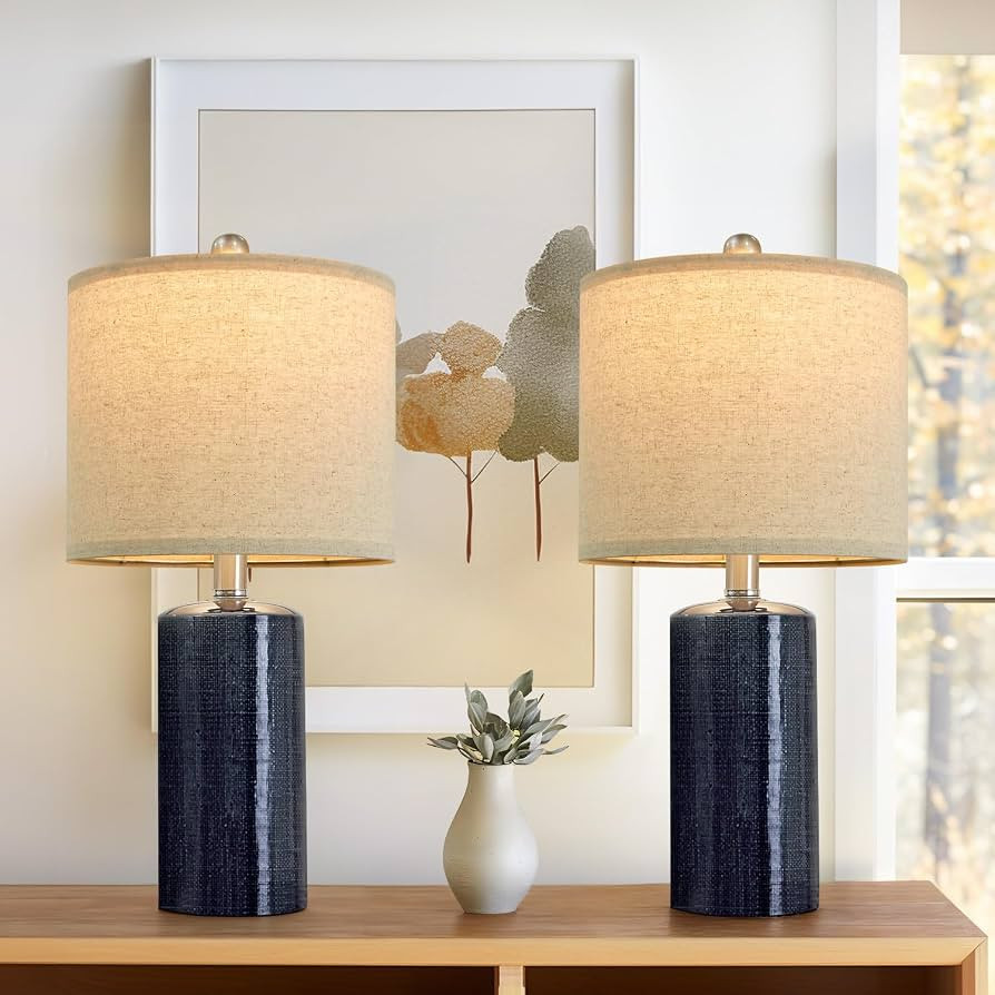 20.25" Small Table Lamps Set of 2 Modern Ceramic Lamps for Living Room Farmhouse Bedside Lamps Bo... | Amazon (US)