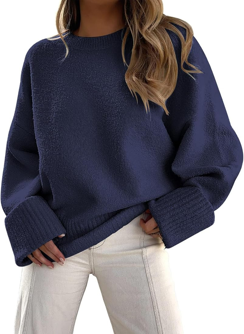 LILLUSORY Women's Oversized Sweaters Fuzzy Chunky Warm Pullover Sweater | Amazon (US)