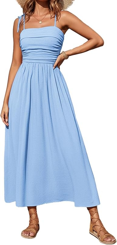 Sunny Spirit Women's Sleeveless Spaghetti Strap Maxi Dress 2026 Casual Boho Summer Dresses Smocke... | Amazon (US)