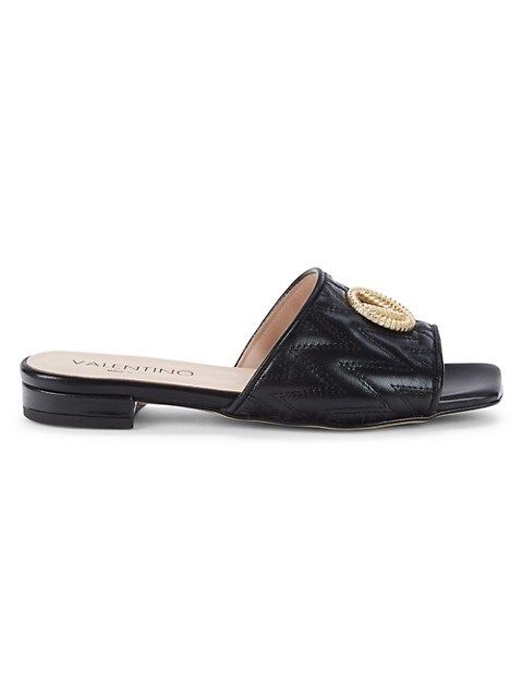 Logo Leather Flat Sandals | Saks Fifth Avenue OFF 5TH