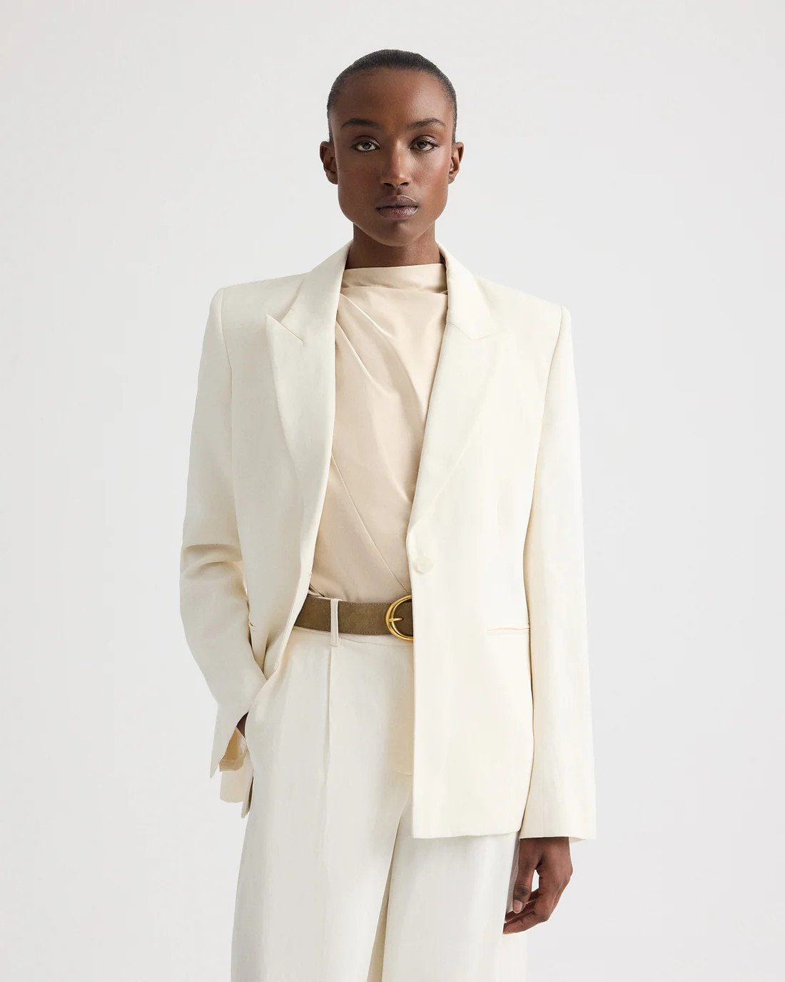 Her Fit Blazer in Coated Viscose Linen | TWP