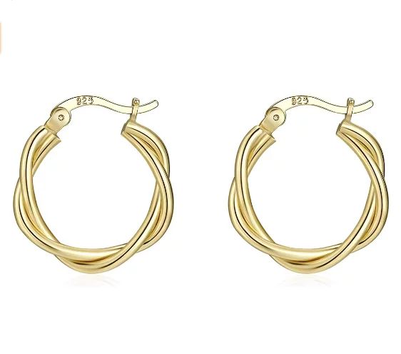 Small Silver Hoop Earrings- 925 Sterling Silver Post 14K Gold Plated Small Hoop Earrings Set| Twi... | Walmart (US)