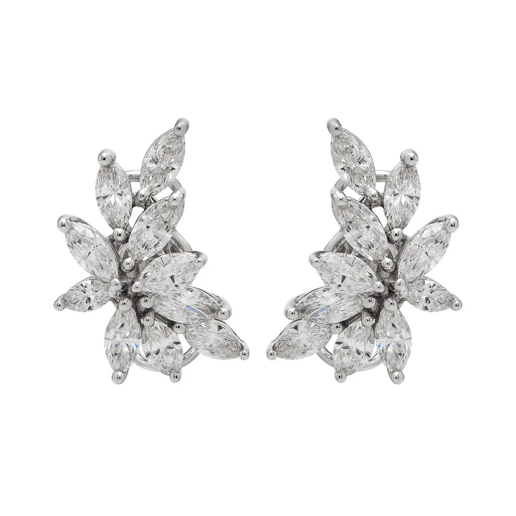 Juniper Leaf Diamond Stud Earrings | Over The Moon