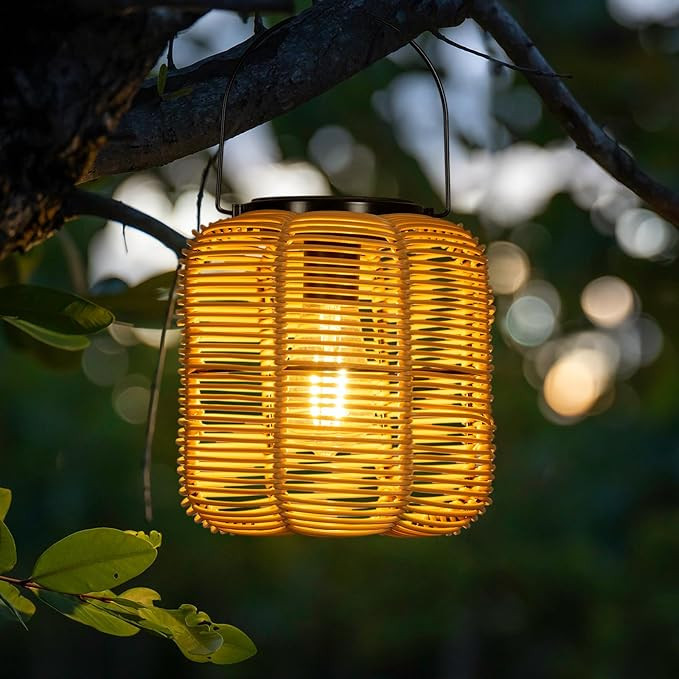 2PK Solar Lanterns Outdoor Waterproof Hanging Rattan Lantern Lights Solar Powered Decorative Tabl... | Amazon (US)