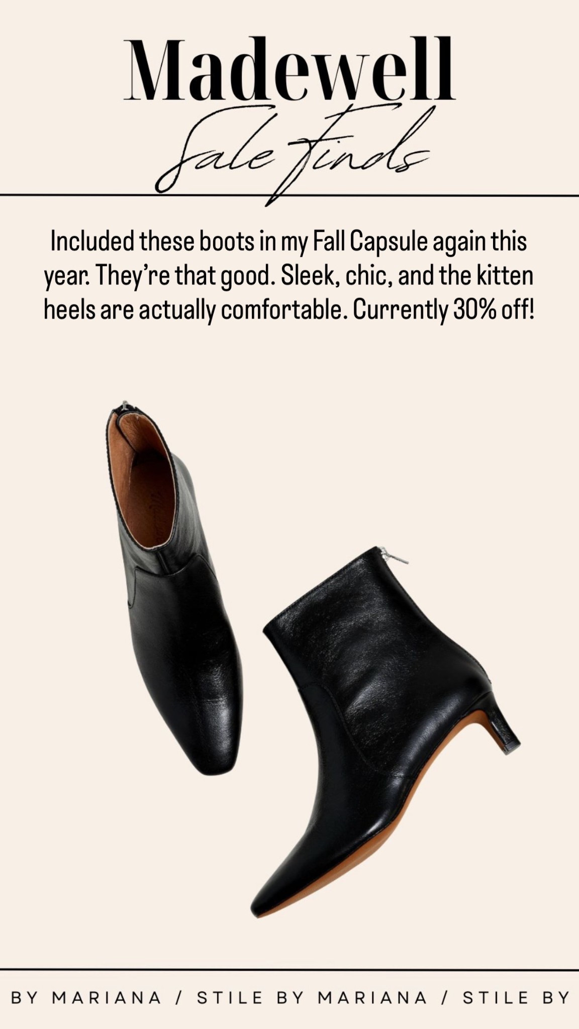 Madewell Fall sale finds

Included these boots in my Fall Capsule again this year — they’re that good. Sleek, chic, and the kitten heels are actually comfortable. Currently 30% off!

#LTKSeasonal #LTKFindsUnder100 #LTKStyleTip