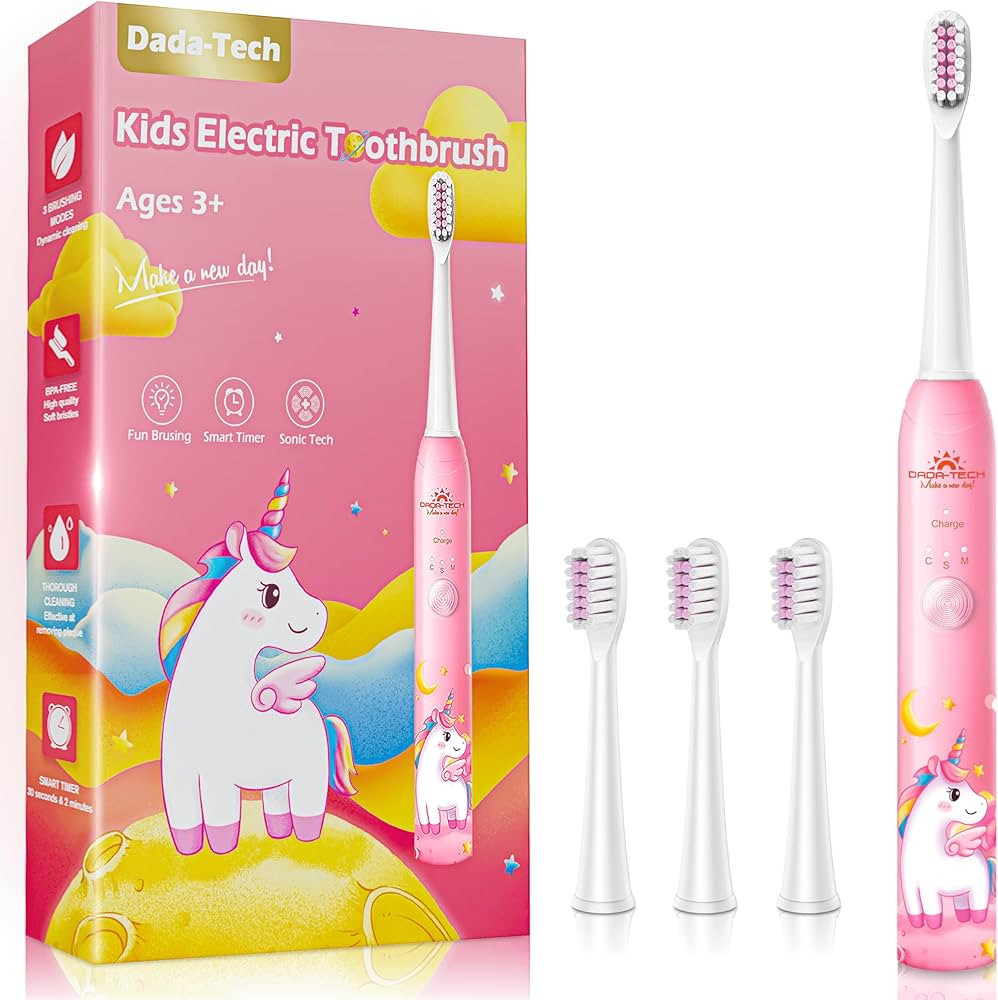 DADA-TECH Kids Electric Toothbrush Rechargeable, Soft Unicorn Tooth Brush with Timer Powered by S... | Amazon (US)