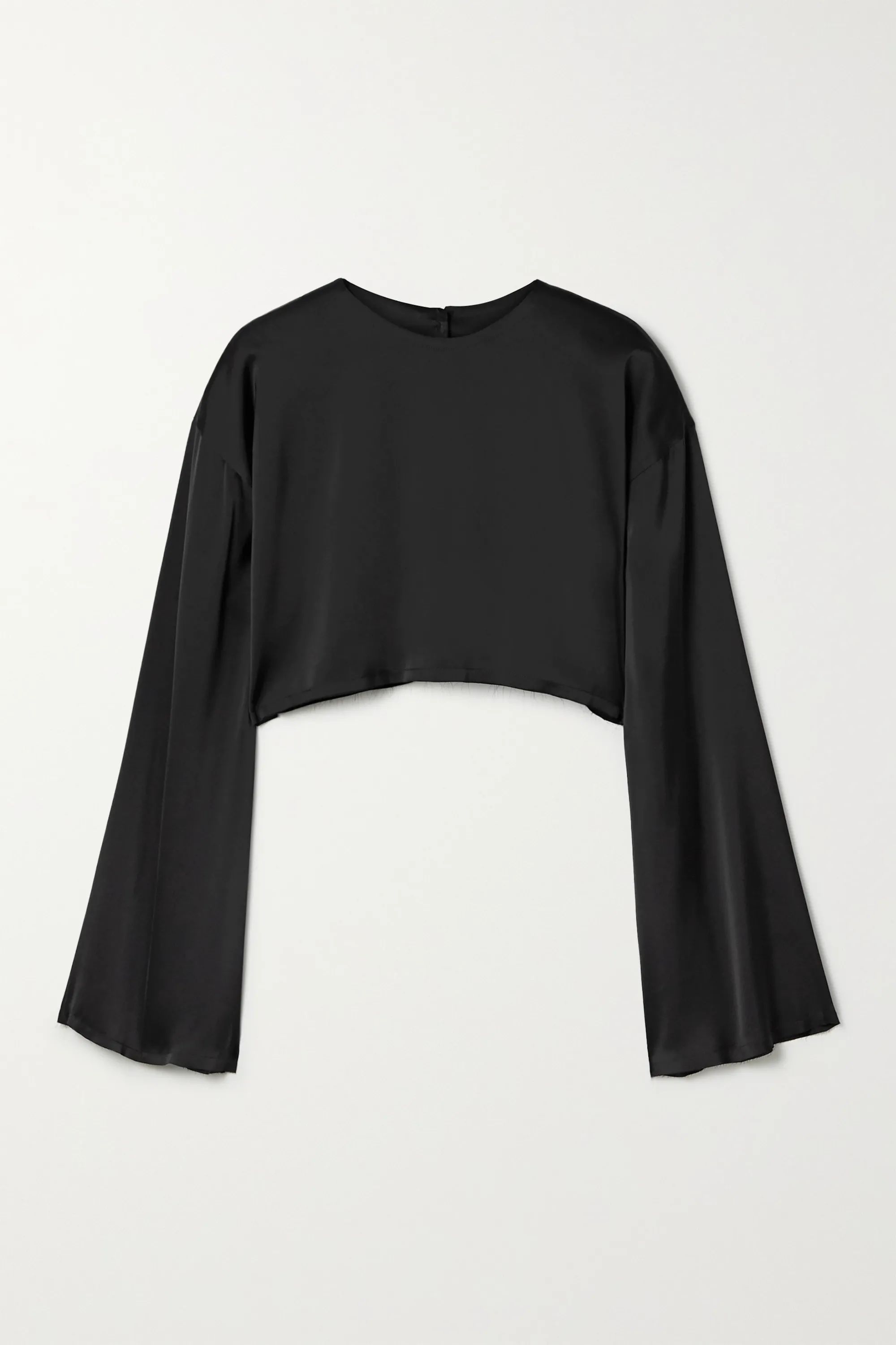 Reversible cropped frayed satin blouse | NET-A-PORTER (UK & EU)