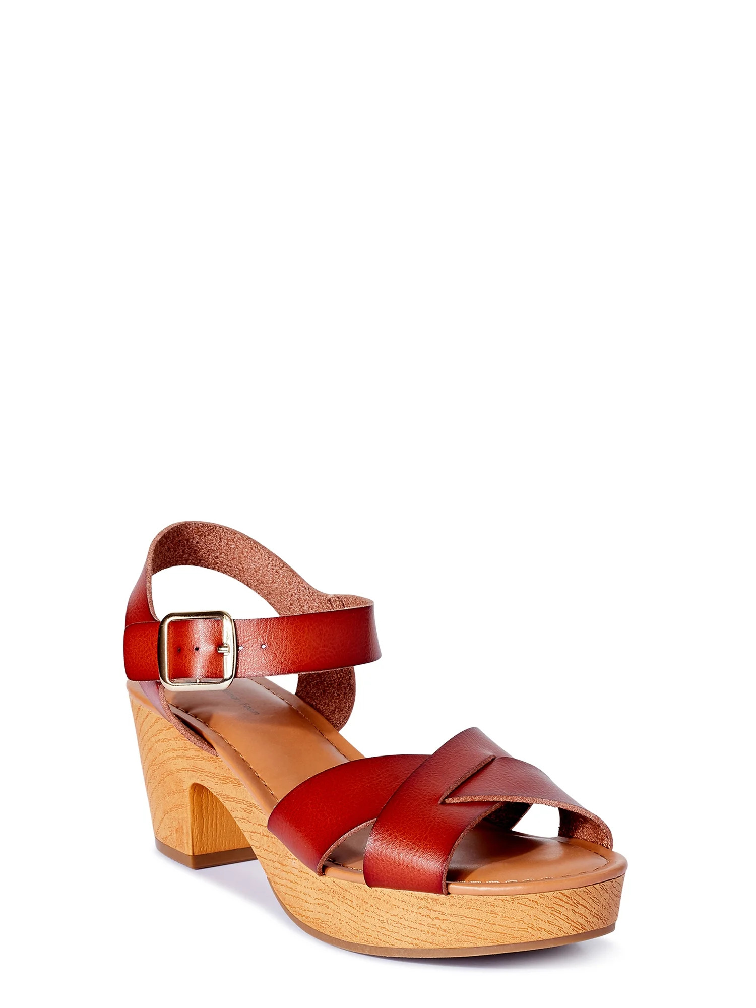 Time and Tru Women’s Wooden Heel Sandals | Walmart (US)