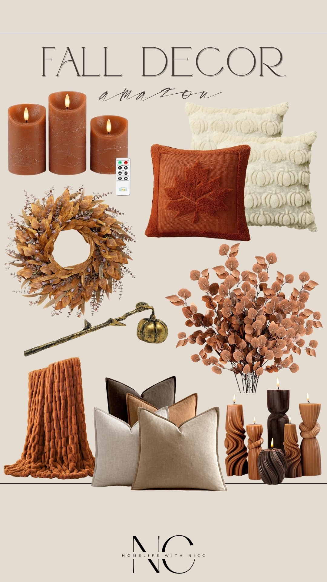 Amazon fall decor I’m loving!! These warm oranges, browns, taupes, and creams! I’m in love!! 🤎🧡🤍
Rounding up some cozy fall textures and mood lighting as well to really give off those autumn vibes!! 

#LTKHome #LTKSeasonal #LTKStyleTip