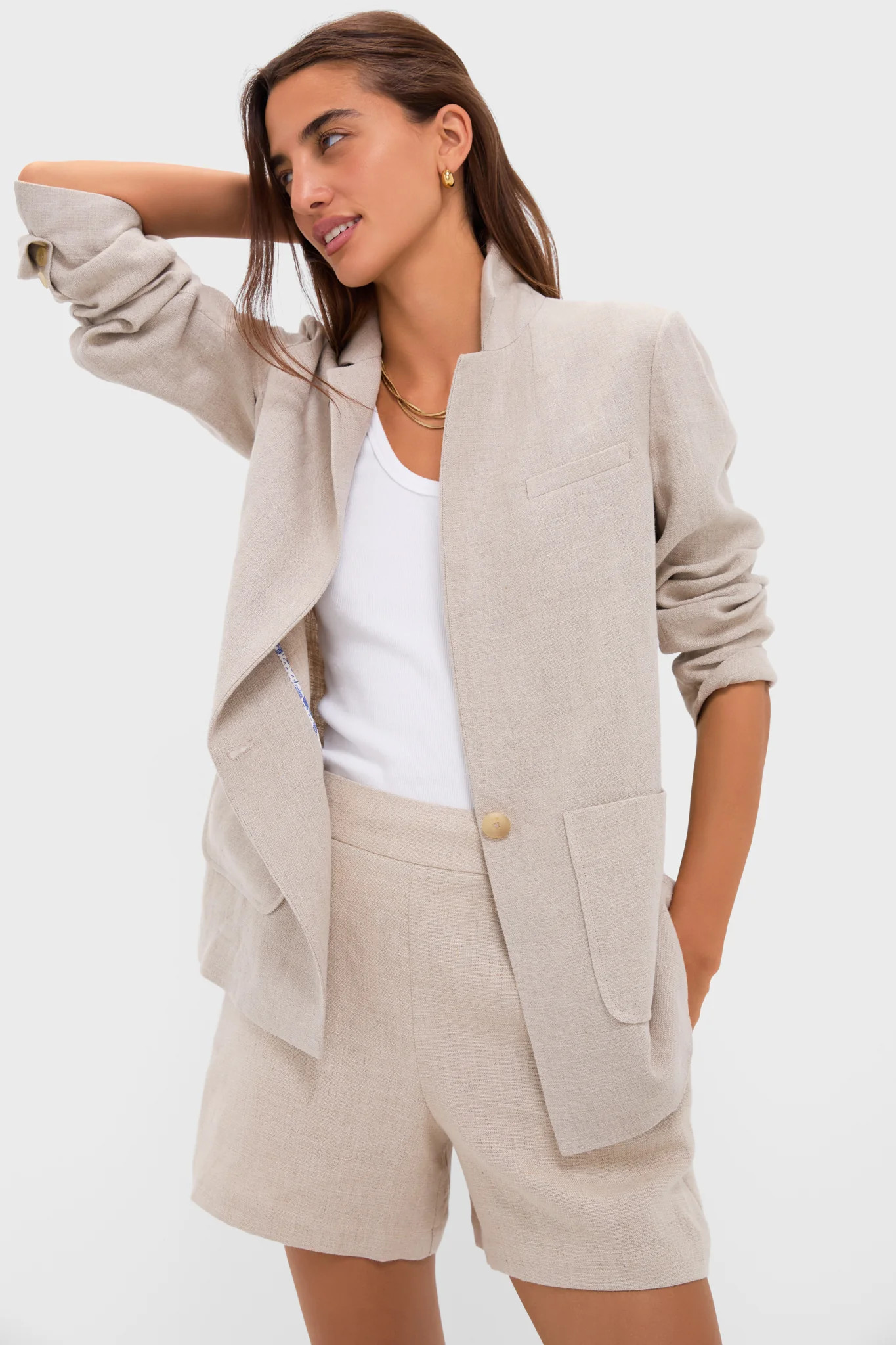 Tan Linen Carla Blazer | Tuckernuck (US)