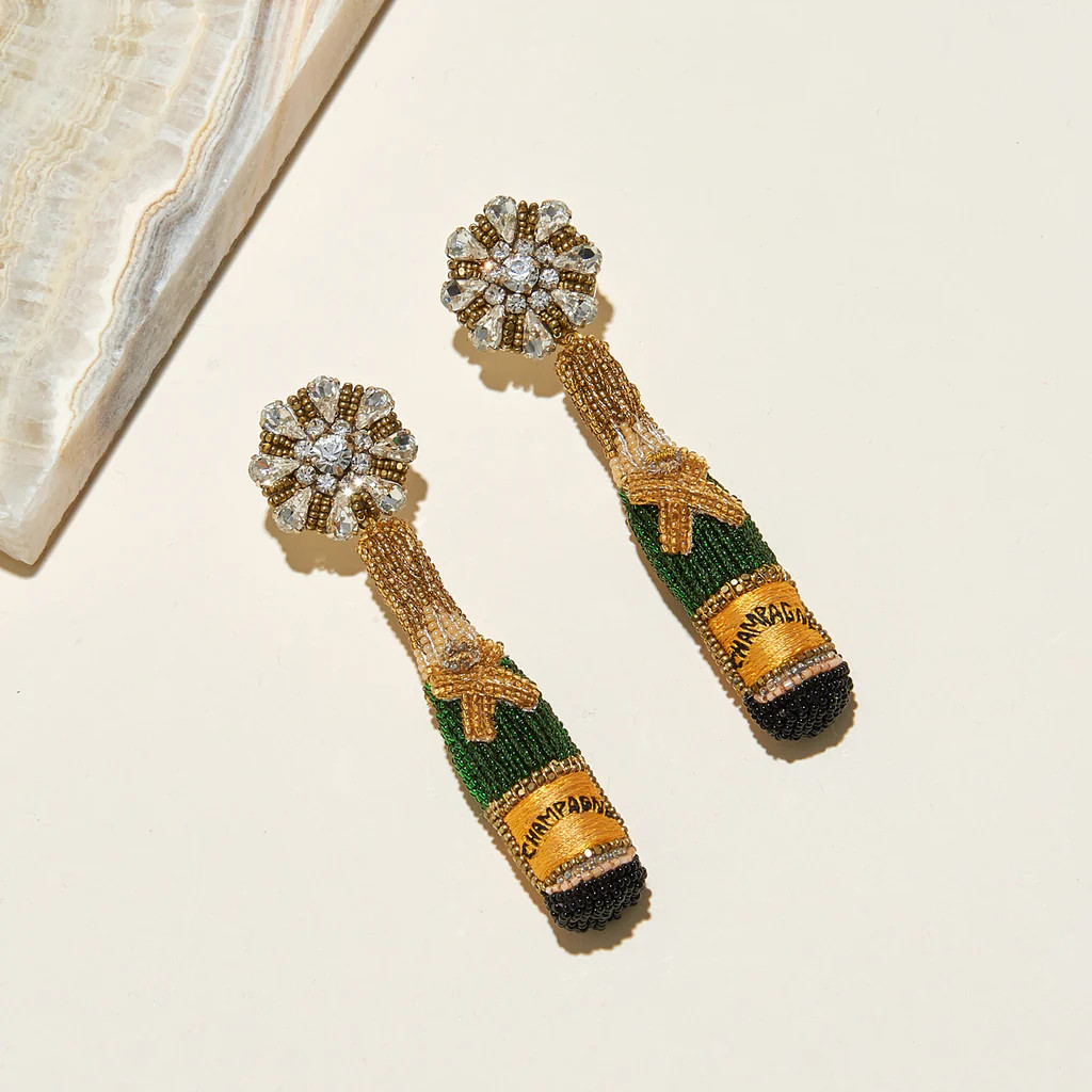 Champagne Earrings Green Gold | Mignonne Gavigan