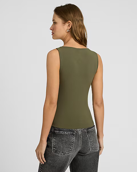 Fitted Ribbed Boat Neck Tank | Express