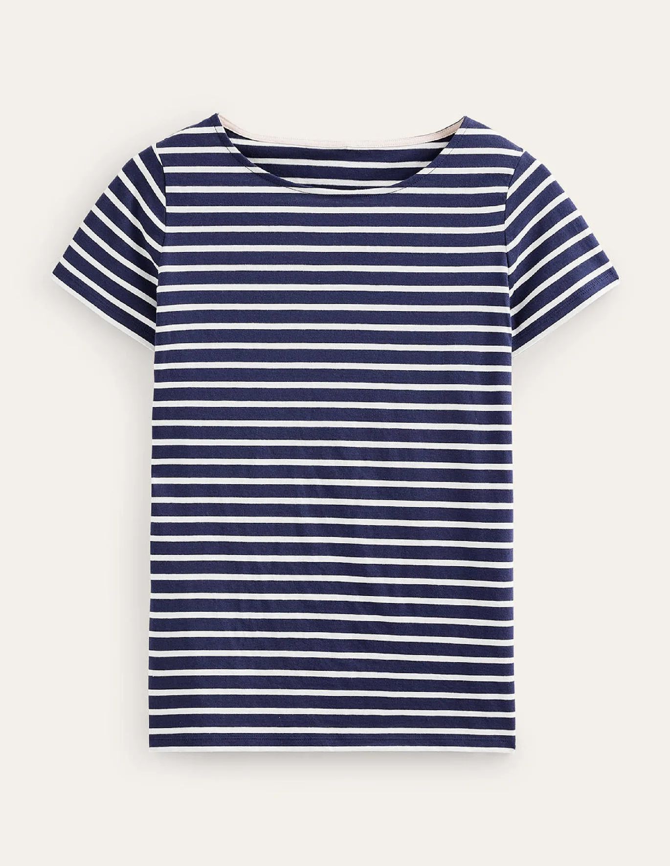 Ella Short Sleeve Breton - Navy, Ivory | Boden US | Boden (US)