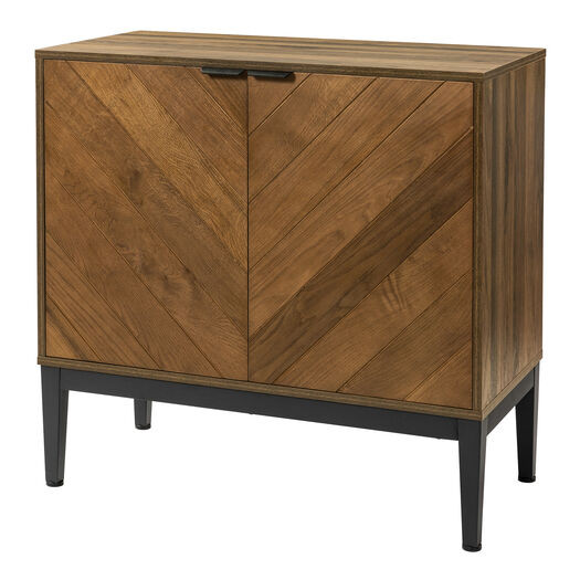 Widgate Wood and Black Metal Herringbone Storage Cabinet by World Market | World Market