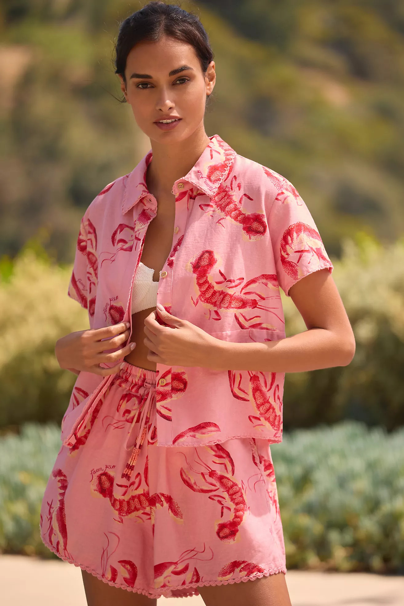 Farm Rio Lobster Linen Shirt | Anthropologie (US)