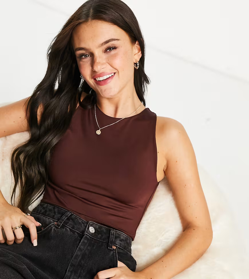 Stradivarius seamless bodysuit in chocolate brown | ASOS (Global)