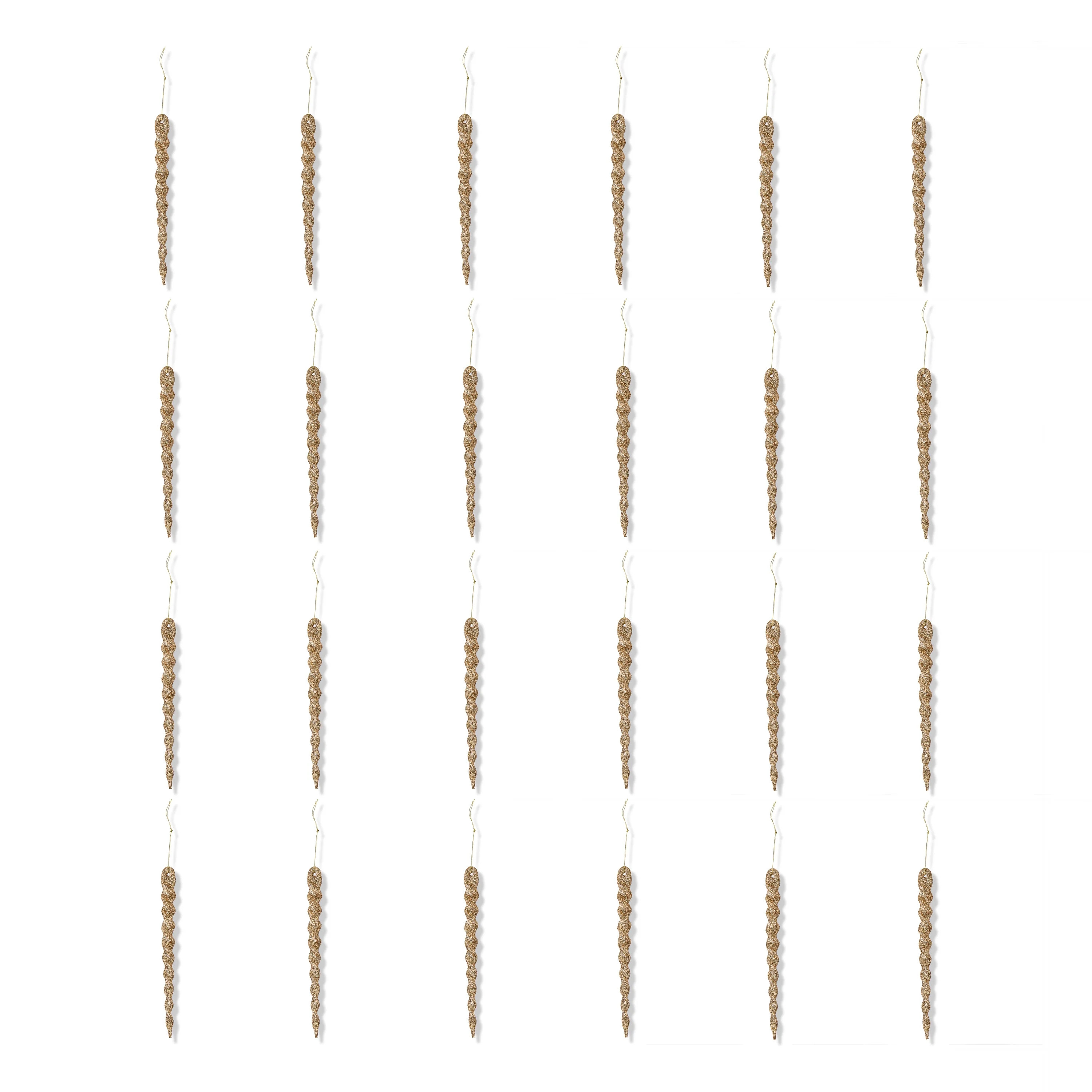 Gold Glitter Icicle Christmas Ornaments, 24 Count, by Holiday Time | Walmart (US)
