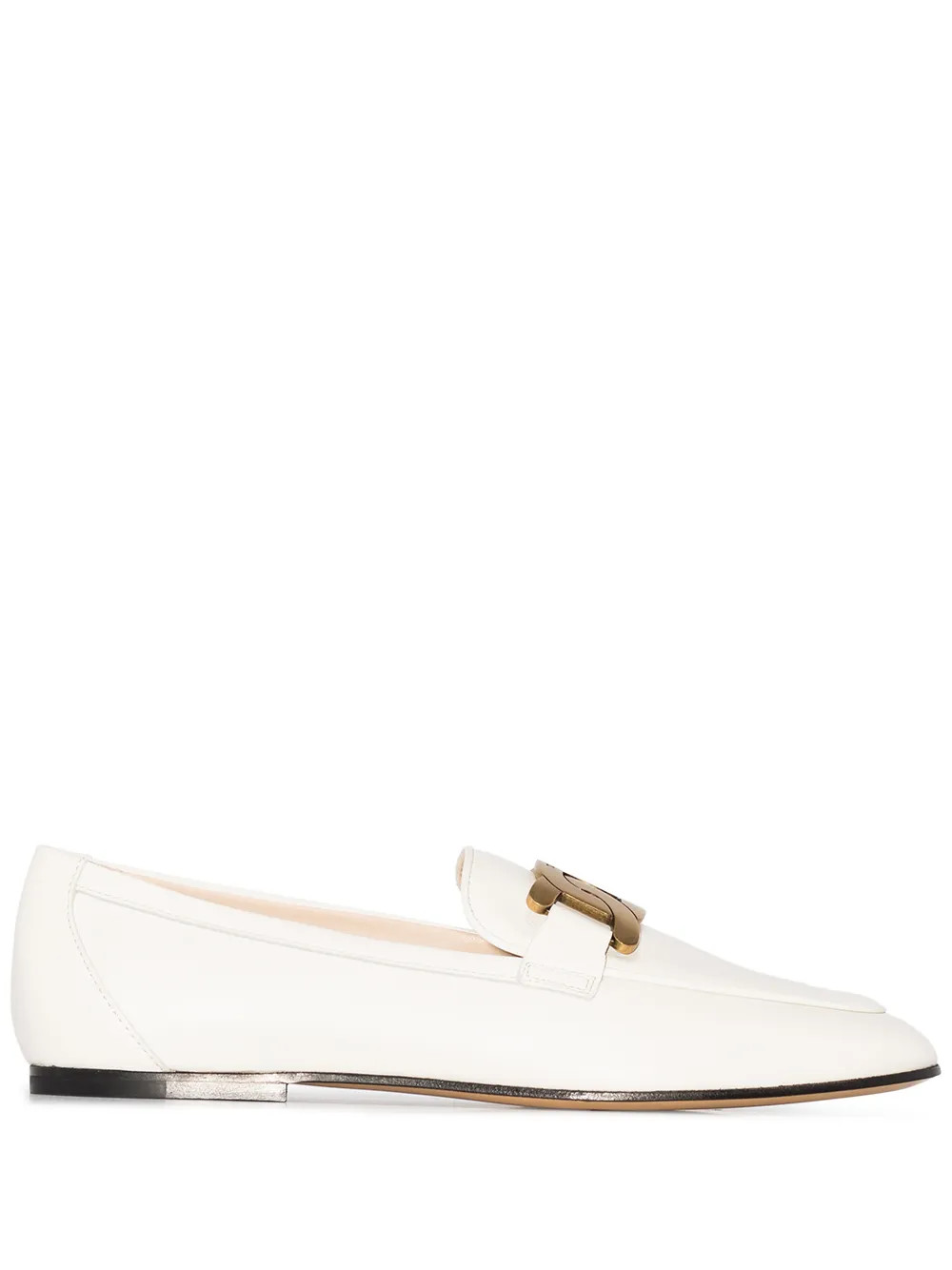 Tod's Kate gold-chain Leather Loafers  | White | FARFETCH UK | Farfetch Global
