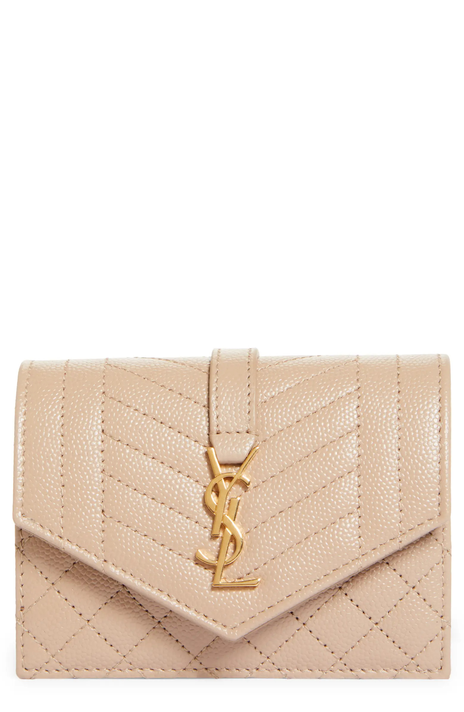 Saint Laurent Monogram Pebbled Leather Envelope Card Case | Nordstrom | Nordstrom