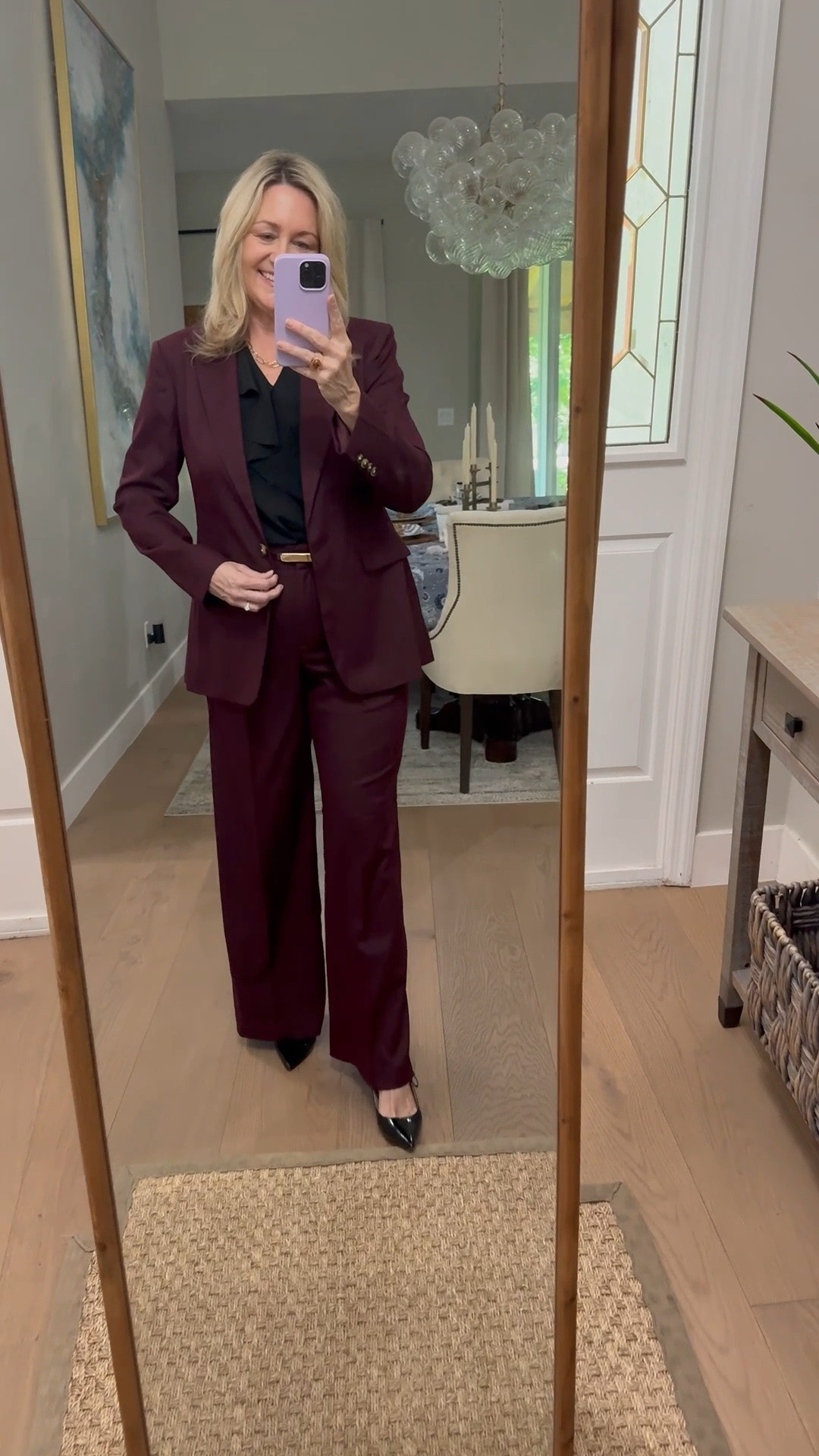 I love this suit in. gorgeous burgundy color. It also works well as separates. Work outfit. ￼
#ThisisAnn

#LTKWorkwear #LTKSeasonal #LTKootd