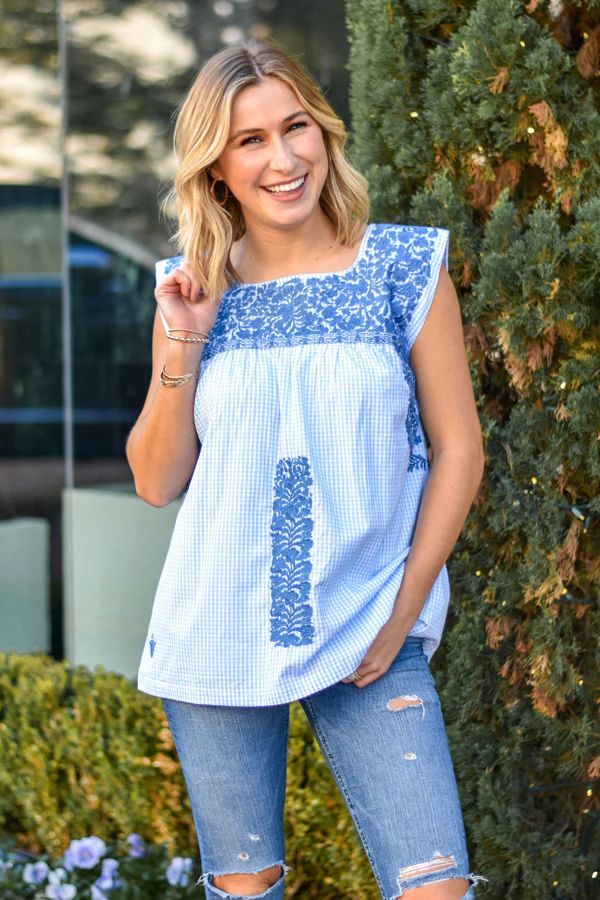 The Audrina Top - Blue Gingham | The Impeccable Pig