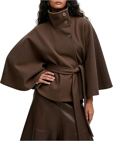 OPCAKM Women's Batwing Sleeve Poncho Coat Winter Cape Jacket | Amazon (US)