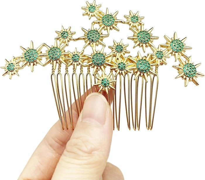 BETITETO Star Wedding Hair Accessories Bridal Crystal Flower Gold Hair Pieces with Comb for Women... | Amazon (US)